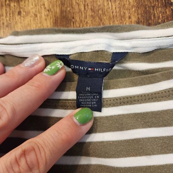Tommy Hilfiger green striped blouse - Picture 3 of 7